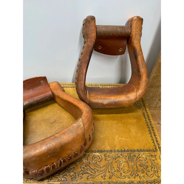 Vintage Pair of Leather Stirrups from M.L. Leddy’s in the Fort Worth Stockyards.