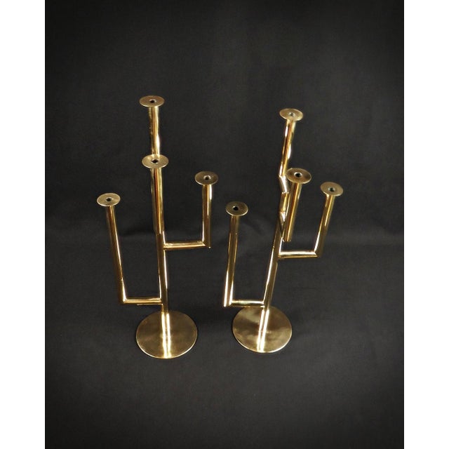 Candleholders in Gilded Brass by Karl Hagenauer for Wiener Werkstätte, 1930 For Sale - Image 14 of 18
