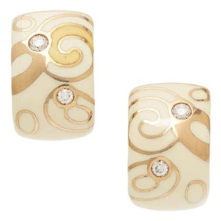 Roberto Coin, 18k Rose Gold, Enamel and Diamond Earrings, Pair For Sale