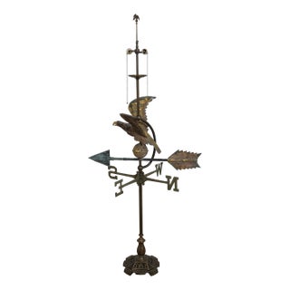 Vintage Brass & Zinc Weather Vane Converted to Lamp For Sale
