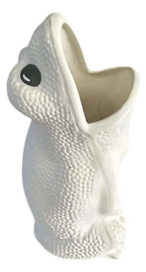Vintage White Italian Hobnail Frog Umbrella Stand, Manner of Jean Rogers