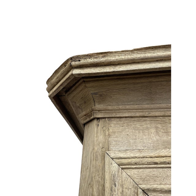 Gray Antique French Provincial Farmhouse Weathered Wood Armoire For Sale - Image 8 of 9