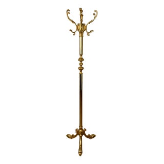 Vintage French Ornate Brass Coat Rack For Sale