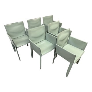 Cattelan Italia Piuma Leather Arm Chairs, Set of Six For Sale