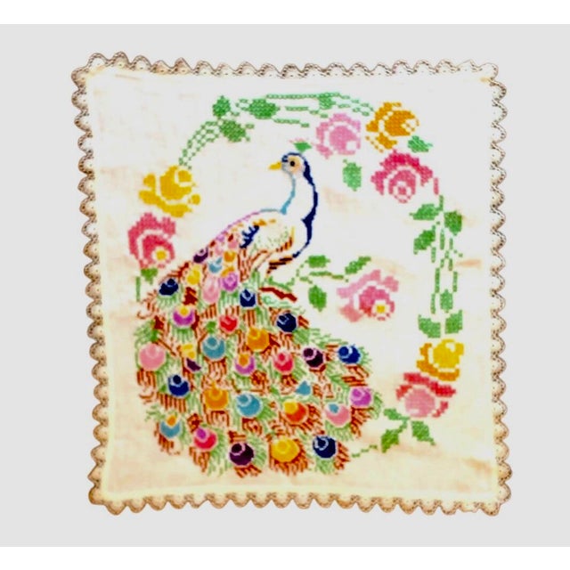 Gorgeous hand stitched lace bordered panel can serve as a wall hanging, table topper, or could be incorporated into an...