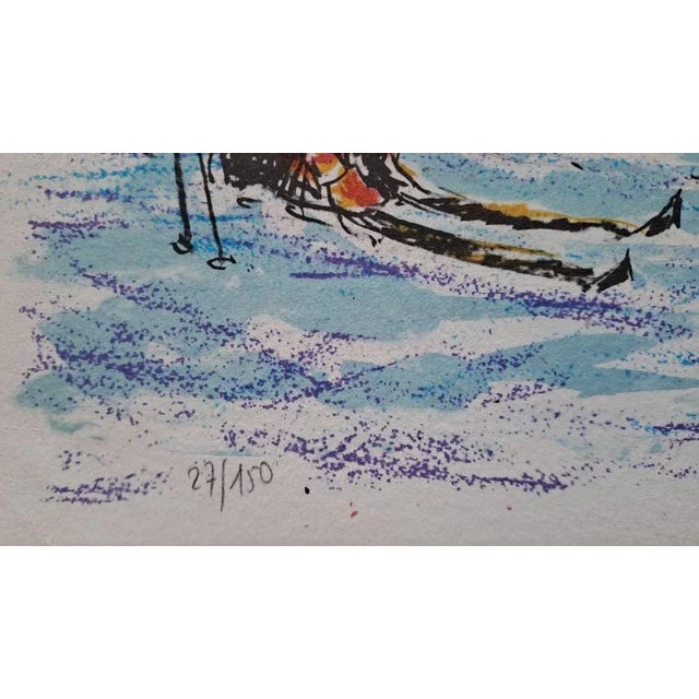 Georges Yoldjoglou, Ski Departure, Original Color Lithograph For Sale - Image 6 of 7