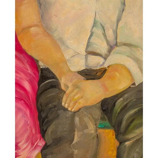 Mid 20th Century European School Man and Woman Oil on Canvas For Sale - Image 5 of 8