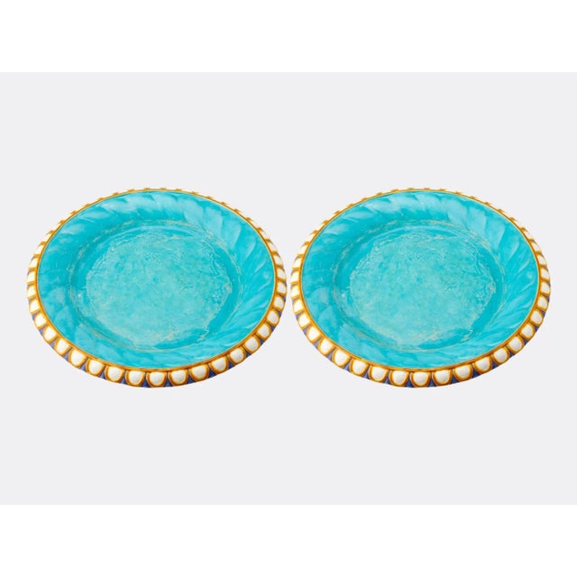 Majolica Striking Pair Minton Style Porcelain Continental Majolica Jardinieres/ Stands For Sale - Image 4 of 10