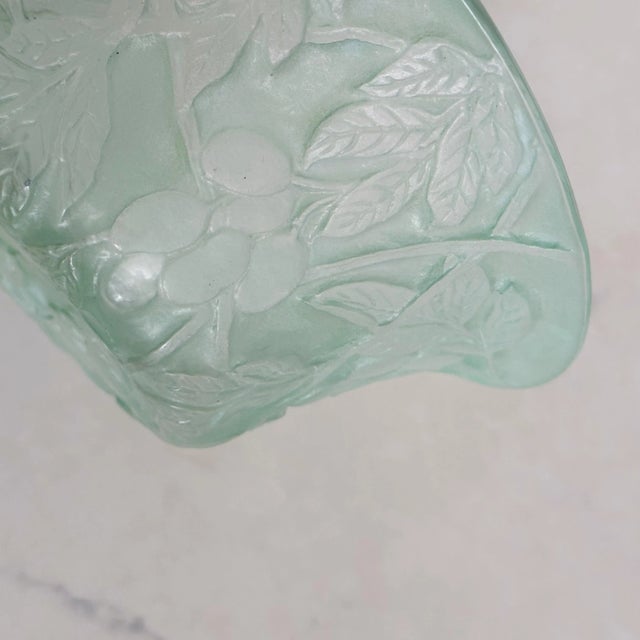 Antique Consolidated Glass in Green Wash With Olive Branch Design Bowl Measures approx: 3.5H x 9D Please visit my other...