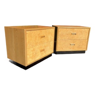 Henredon Scene Two Burl Nightstand Pair For Sale
