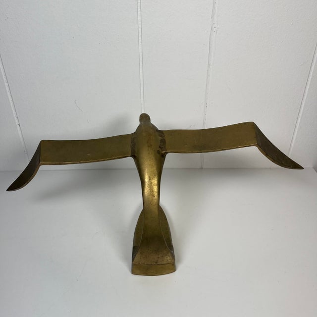 Metal Vintage Mid-Century Modern Brass Flying Seagull Sculpture Solid Brass For Sale - Image 7 of 12