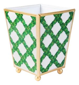 Boxwood Trellis Enameled Square Cachepot