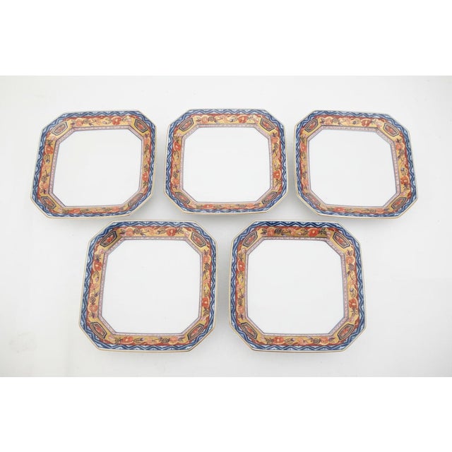 Ceramic Japanese Gokunishiki Imari Arita Ware Kisen Kiln Octagonal Plate Set of 5 For Sale - Image 7 of 11