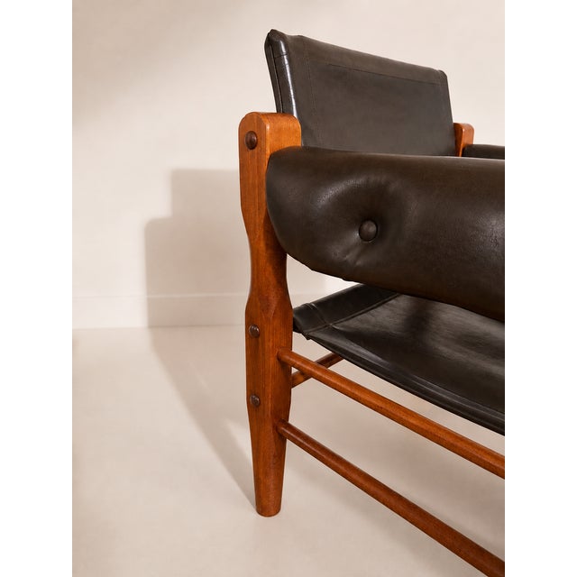 Mid-Century Modern Vintage Safari Chairs, 1970s, Set of 2 For Sale - Image 3 of 6