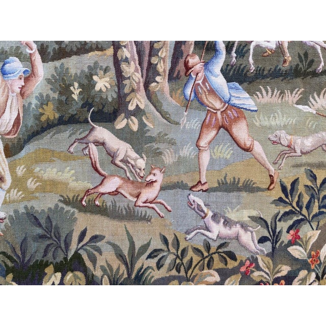 Textile 1990s Tapestry With Hunt Scene For Sale - Image 7 of 10