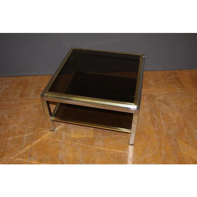 1970s Brass & Chrome Square Coffee Table, 1970s For Sale - Image 5 of 13