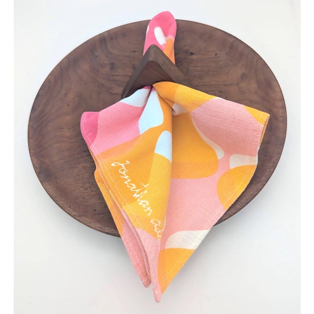 Orange Jonathan Adler Cotton Dinner Napkins, Set of 6 For Sale - Image 8 of 9