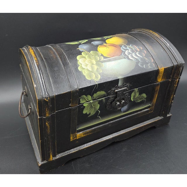Vintage Hand Painted Wooden Dome Lidded Table Chest For Sale - Image 14 of 18