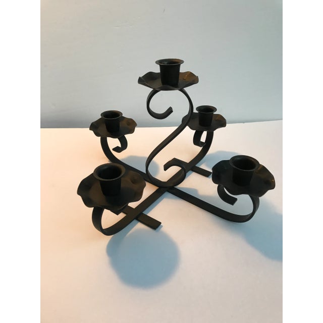 Black Late 20th Century Gothic Style Smooth Cast Iron Candelabra For Sale - Image 8 of 8