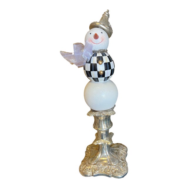 Vintage Tall Pedestal Snowman Figures Signed Mackenzie Child For Sale