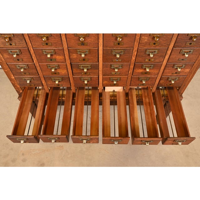 Antique Arts & Crafts Oak 60Drawer Card Catalog Filing Circa