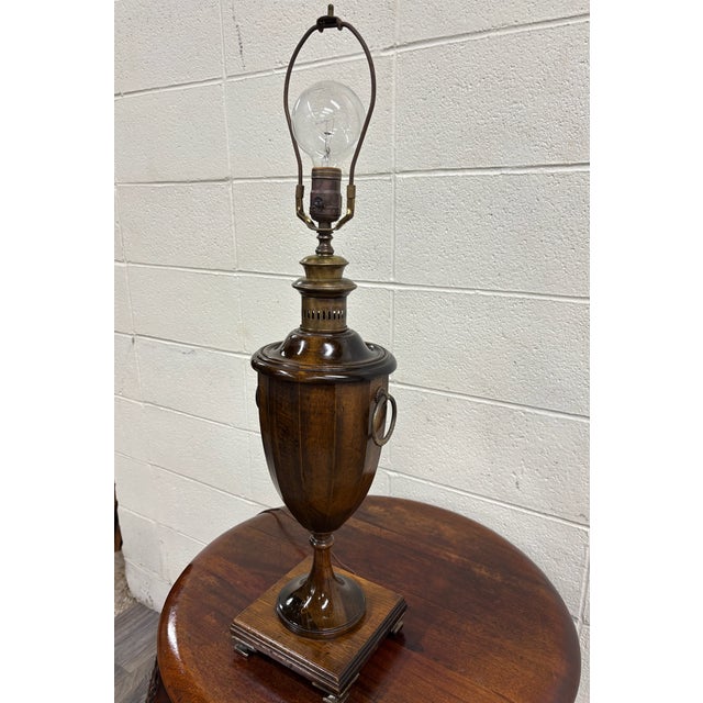 Mid 20th Century Vintage Frederick Cooper Chicago Mahogany Urn Shaped Table Lamp For Sale - Image 5 of 13