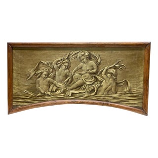 Grissaille Painting with Putti Riding on Dolphin, Framed For Sale