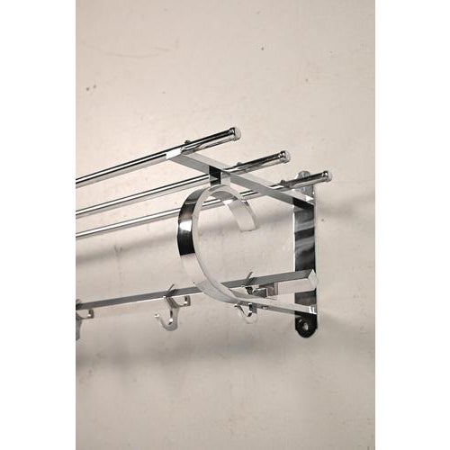 Silver Chromed Wall Coat Rack For Sale - Image 8 of 9