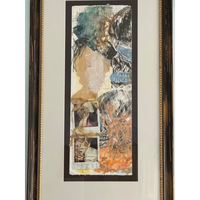 Black Original Modern Figurative Mixed Media Collage Assemblage Painting Framed - 33" For Sale - Image 8 of 9