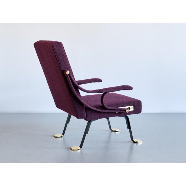 Digamma Armchair in Purple Dedar Fabric & Brass by Ignazio Gardella, 2010s For Sale - Image 16 of 17