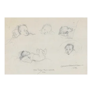 1947 Lawrence Nelson Wilbur Our Baby Four Weeks Old Drawing