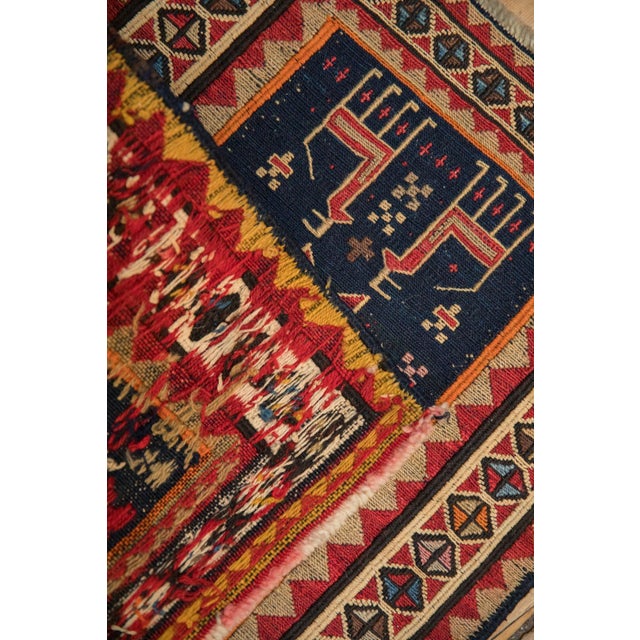 Old New House Antique Caucasian Soumac Square Rug Mat - 1'5" x 1'7" For Sale - Image 4 of 7
