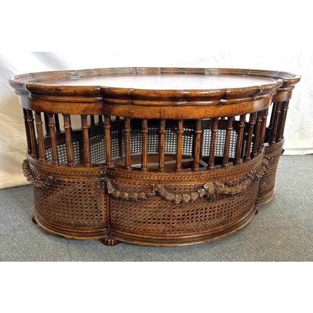 French Vintage John-Richard European Crossroads Collection French Cane Coffee Table For Sale - Image 3 of 18