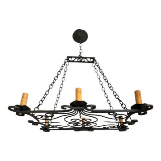Antique French Wrought Iron Chandelier Circa 1920’s For Sale
