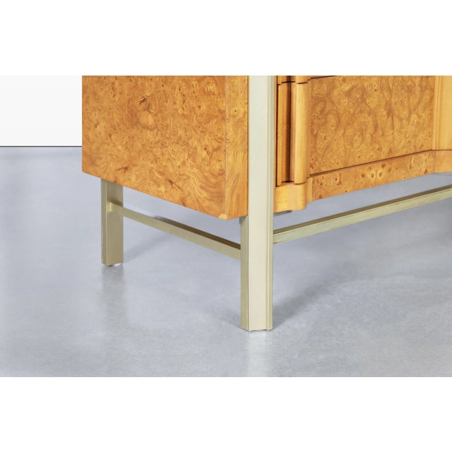 Wood 1960s Vintage Burl Wood and Brass Dresser by j.l. Metz For Sale - Image 7 of 13