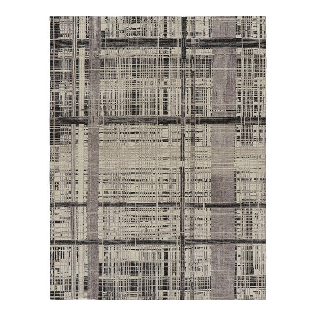 Rug & Kilim’s Modern Distressed Abstract Rug in Beige, Gray and Black Tones For Sale