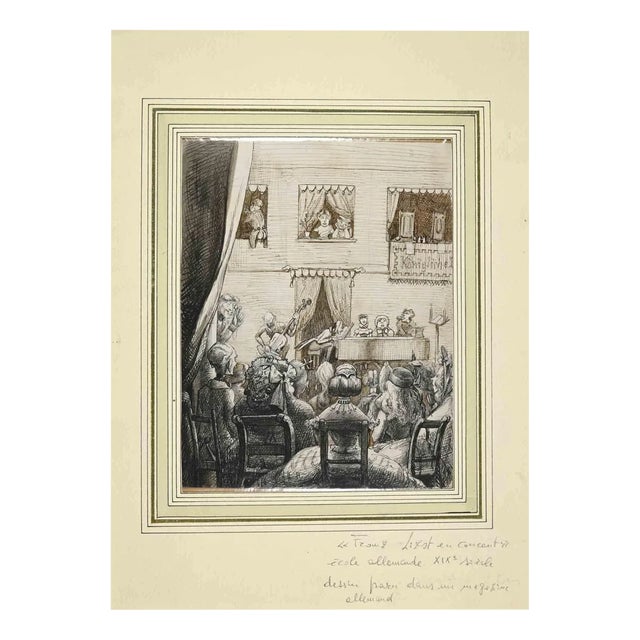 Unknown, Franz Liszt in Concert, Watercolor, Late 19th Century For Sale