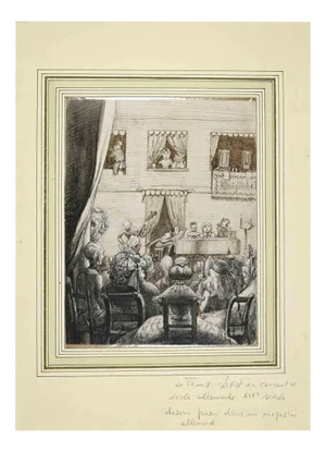 Unknown, Franz Liszt in Concert, Watercolor, Late 19th Century