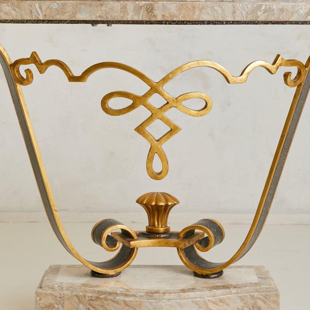 Tessellated Marble + Gilt Metal Console Table, Late 20th Century For Sale - Image 10 of 11
