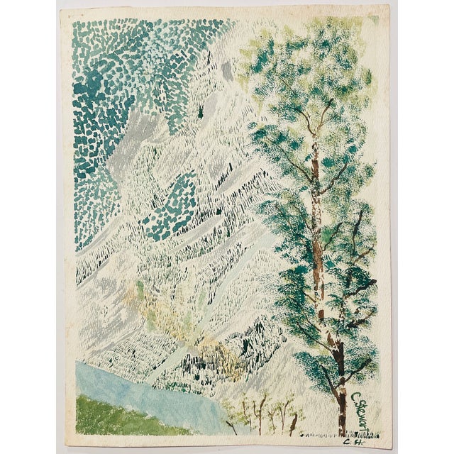 1960s Mountain Landscape Painting by Stewart For Sale - Image 4 of 4