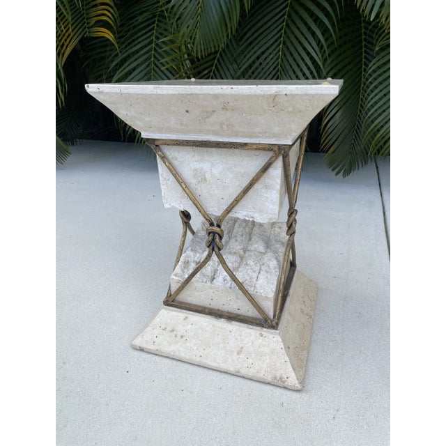 Beige Travertine Stone Side Tables - a Pair For Sale - Image 8 of 10