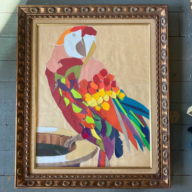 1970’s Vintage Original Parrot Collage Ornate Vintage Frame For Sale In Philadelphia - Image 6 of 6