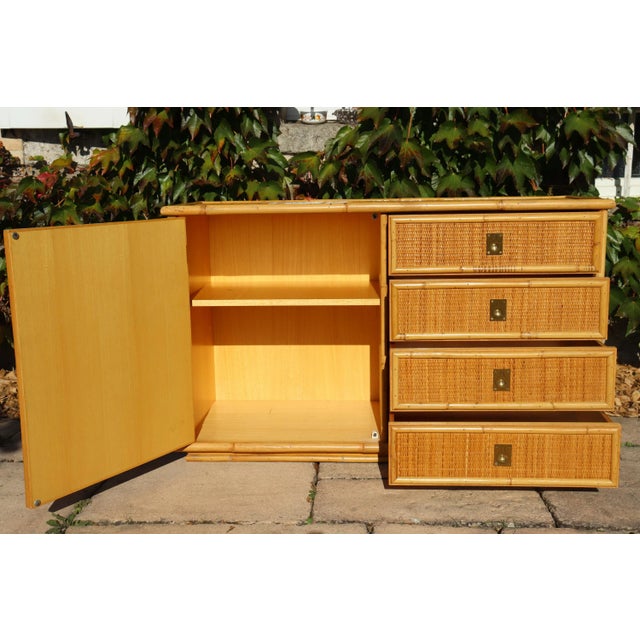 Wood Rattan and Bamboo Buffet with Drawers from Dal Vera, Italy, 1960s For Sale - Image 7 of 11