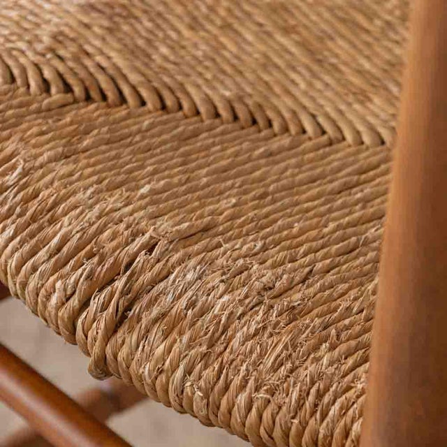 Brown 1950s French Wood and Woven Chairs Attributed to Charles Dudouyt, Set of 4 For Sale - Image 8 of 11