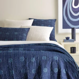 Pine Cone Hill by Annie Selke Resist Dot Indigo Coverlet, Queen