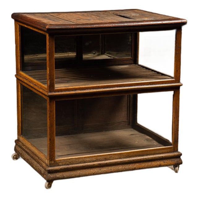 Early American Display Case With Mirrored Back For Sale