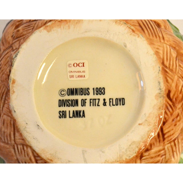 1993 Vintage Fitz & Floyd Majolica Ceramic Embossed Tulip Flowers Tea Coffee Pot For Sale - Image 16 of 18