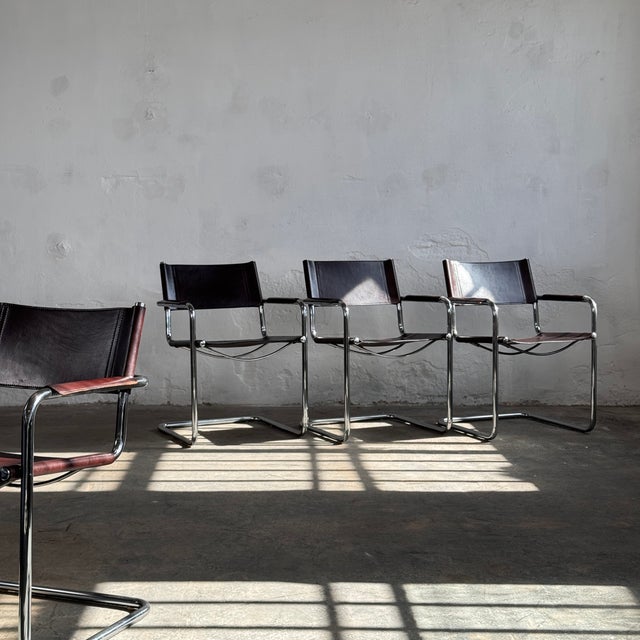 Matteo Grassi MG5 Leather Chairs by Matteo Grassi, 1970, Set of 4 For Sale - Image 4 of 17