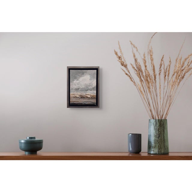 Early 21st Century Before the Storm by Sandra Pratt | Oil on linen panel Landscape with dark clouds and distant hills For Sale - Image 5 of 5