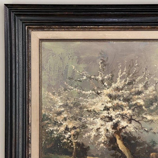 Wood Framed Oil Painting on Canvas by E. Van Orden 'Spring Time Pastoral' For Sale - Image 7 of 16